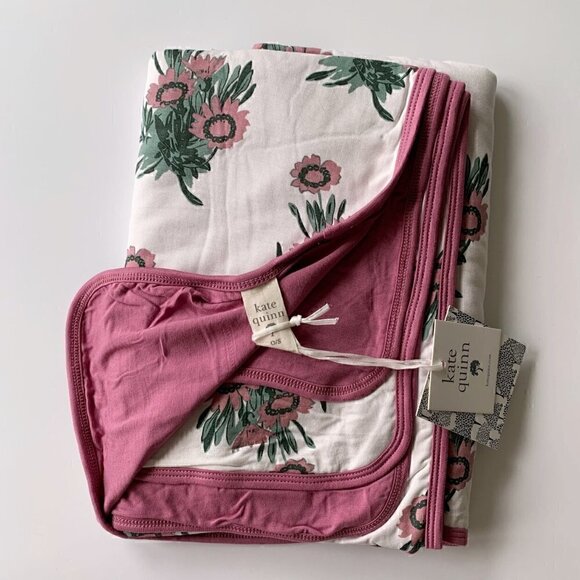 Kate Quinn Organics Pink Calendula Double Layer Baby Blanket - Picture 2 of 6